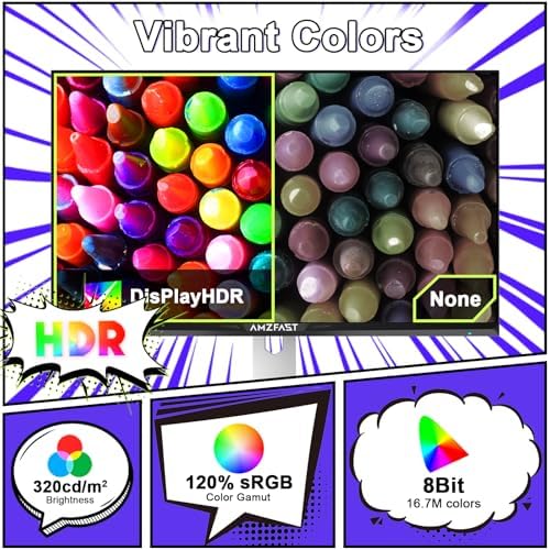 Amzfast 25 Inch White Gaming Monitor 320Hz/300Hz/240Hz  FHD 1080P 1ms Fast IPS Monitor  12 Months Warranty Exchange  HDMI & DP Dual Cable  T V Rheinland Eye Care   AI Crosshair  Night Vision Function
