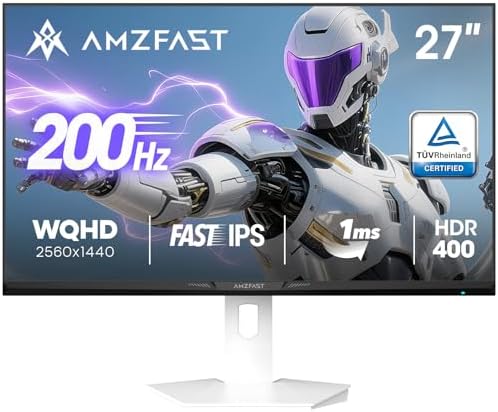 Amzfast 25 Inch White Gaming Monitor 320Hz/300Hz/240Hz  FHD 1080P 1ms Fast IPS Monitor  12 Months Warranty Exchange  HDMI & DP Dual Cable  T V Rheinland Eye Care   AI Crosshair  Night Vision Function