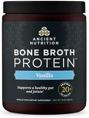 Ancient Nutrition Grass Fed  Bone Broth Protein Powder  20g Protein  Hydrolyzed Collagen Peptides  Keto & Paleo Friendly  Supports Joint  Gut Health  Vanilla  40 Servings