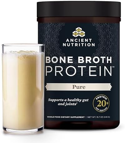 Ancient Nutrition Grass Fed  Bone Broth Protein Powder  20g Protein  Hydrolyzed Collagen Peptides  Keto & Paleo Friendly  Supports Joint  Gut Health  Vanilla  40 Servings