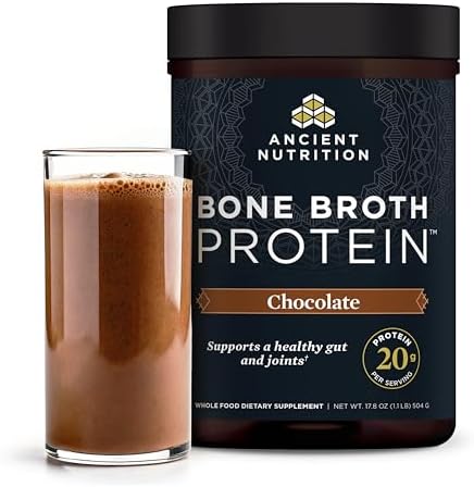 Ancient Nutrition Grass Fed  Bone Broth Protein Powder  20g Protein  Hydrolyzed Collagen Peptides  Keto & Paleo Friendly  Supports Joint  Gut Health  Vanilla  40 Servings