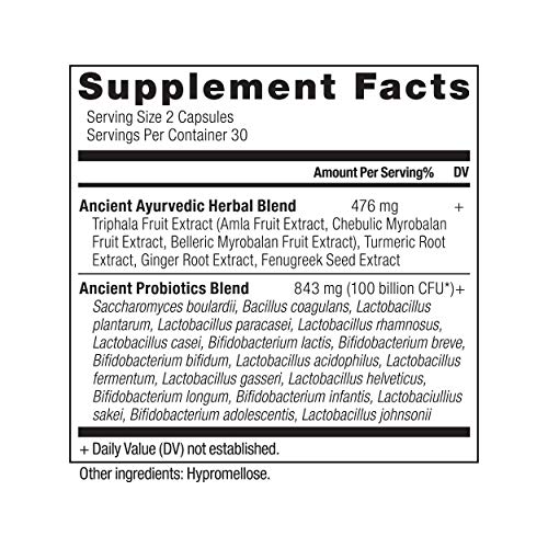 Ancient Nutrition Probiotics  Probiotics Ultimate 100 Billion CFUs /Serving  Digestive and Immune Support  Gluten Free  Ancient Superfoods Blend  60 Capsules