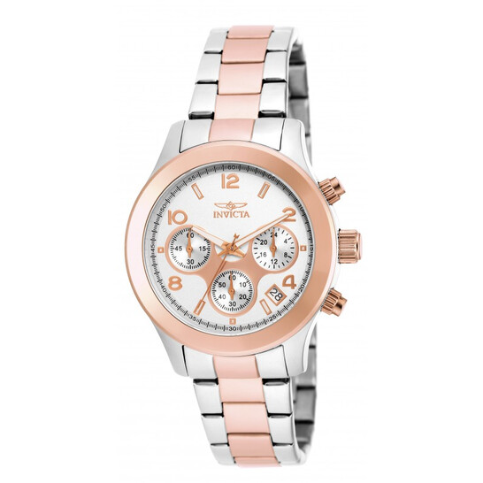 Angel Chronograph White Dial Two tone Ladies Watch