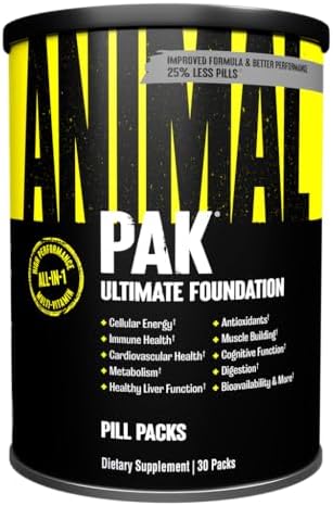Animal Pak   Convenient Multivitamin for Men & Women Daily All in One Vitamin & Supplement Pack   Zinc  Vitamins C  B  D  Amino Acids  and Immune Support   Sports Nutrition Performance   44 Count