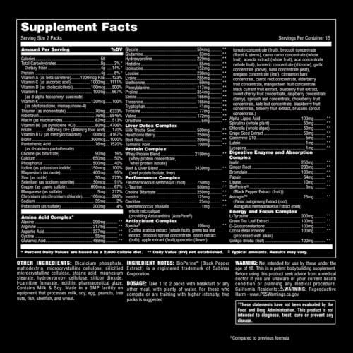 Animal Pak   Convenient Multivitamin for Men & Women Daily All in One Vitamin & Supplement Pack   Zinc  Vitamins C  B  D  Amino Acids  and Immune Support   Sports Nutrition Performance   44 Count