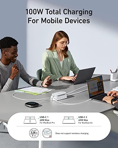 Anker 647 Charging Station  100W   10 in 1 Power Strip with 6 AC  1 USB A  1 USB C  2 Retractable USB C Cables  3ft   5ft Extension Cord Power Delivery for Conference Rooms  Desktop Accessory