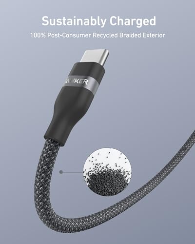 Anker Car Carplay Cable for iPhone 17 16 Pro Max Plus  Upcycled Braided USB A to USB C Car Charger Cord for Samsung Note20 and More  6FT  Black 