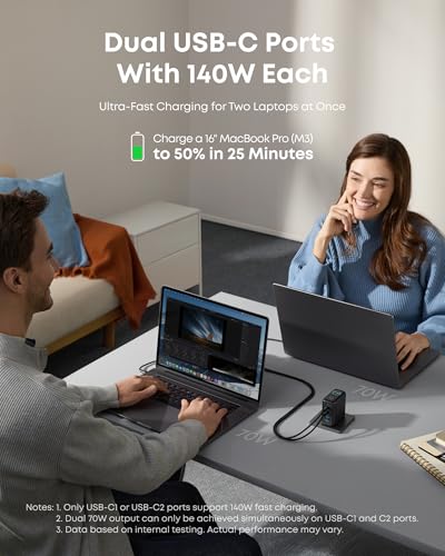 Anker Laptop Charger  140W MAX USB C Charger  4 Port Multi Device Fast Charging  Advanced GaN Power Adapter  Intuitive Touch Controls  for MacBook  iPhone 16 Series  Samsung Galaxy  Pixel  and More