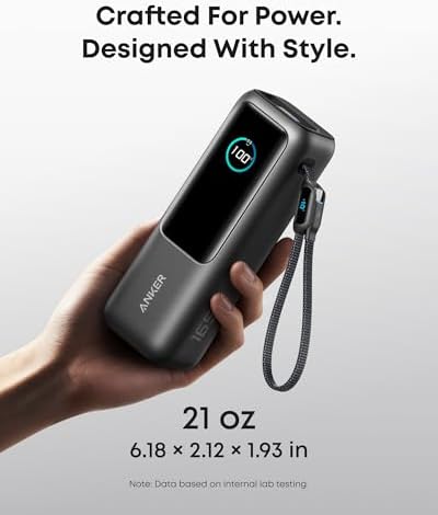 Anker Laptop Power Bank  25 000mAh Portable Charger with Triple 100W USB C Ports  Built in Retractable Cables  Flight Approved for Travel  iPhone 17/16 Series  MacBook  Samsung  and More