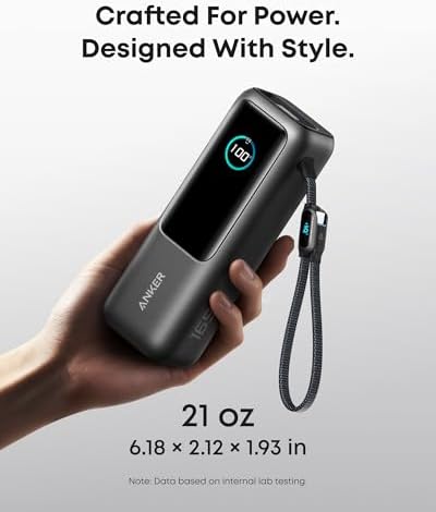 Anker Batería portátil para laptop, cargador portátil de 25,000 mAh con triples puertos USB-C de 100W, cables retráctiles incorporados, aprobado para vuelos, para iPhone serie 17/16, MacBook, Samsung