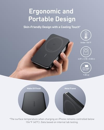 Anker MagGo Power Bank Ultra Slim 10 000mAh Magnetic Battery Pack Qi2 Certified 15W Ultra Fast MagSafe Compatible Portable Charger Ergonomic Design for iPhone16/15/14/13/12 Series Only