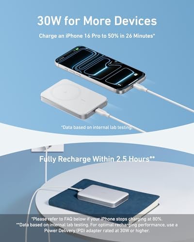 Anker MagGo - Batería externa, batería magnética ultradelgada de 10,000 mAh, certificado Qi2, portátil, cargador compatible ultrarápido MagSafe de 15 W, diseño ergonómico, solo para iPhone 15/14/13/12