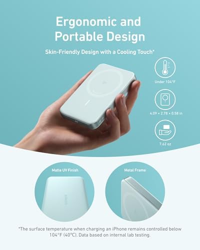 Anker MagGo Power Bank  Ultra Slim 10 000mAh Magnetic Battery Pack  Qi2 Certified 15W Ultra Fast MagSafe Compatible Portable Charger  Ergonomic Design  for iPhone17/16/15/14 Series Only Not for Pixel 
