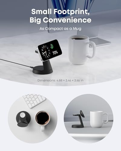 Anker MagSafe Charger Compatible  MagGo 3 in 1 Charging Station  Nano Charging Stand  Qi2 Certified 15W Magnetic Wireless Charger Dock  for iPhone17/16/15/14  Apple Watch AirPods  Adapter Included 