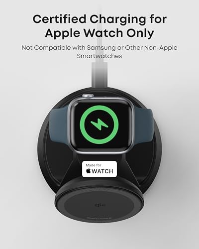 Anker MagSafe Charger Compatible  MagGo 3 in 1 Charging Station  Nano Charging Stand  Qi2 Certified 15W Magnetic Wireless Charger Dock  for iPhone17/16/15/14  Apple Watch AirPods  Adapter Included 