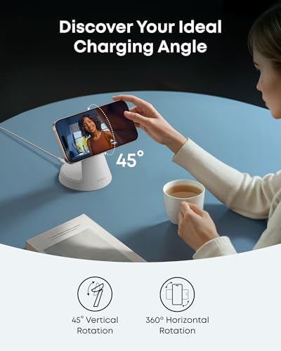 Anker MagSafe Charger Compatible  MagGo 3 in 1 Charging Station  Nano Charging Stand  Qi2 Certified 15W Magnetic Wireless Charger Dock  for iPhone17/16/15/14  Apple Watch AirPods  Adapter Included 