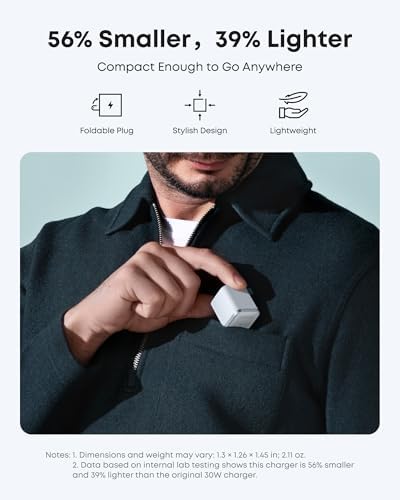 Anker Nano Charger  45W Fast Charging  Compact and Foldable Plug USB C Charger Block for iPhone 17 Series  MacBook  Pixel 9  iPad  Samsung Galaxy S25 Ultra / S24 Series  6 ft Cable Included 