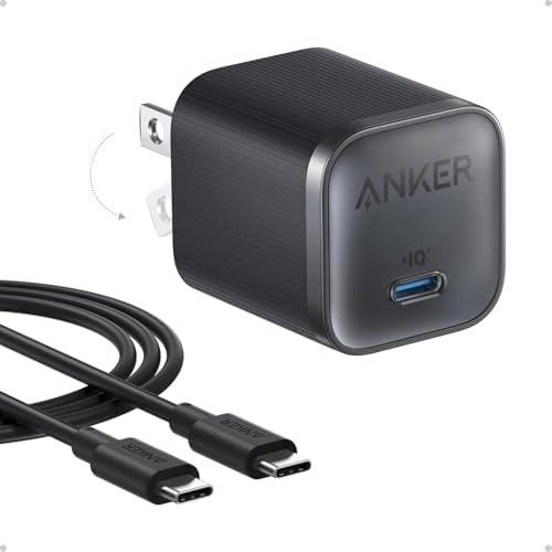Anker Nano Charger  45W Fast Charging  Compact and Foldable Plug USB C Charger Block for iPhone 17 Series  MacBook  Pixel 9  iPad  Samsung Galaxy S25 Ultra / S24 Series  6 ft Cable Included 