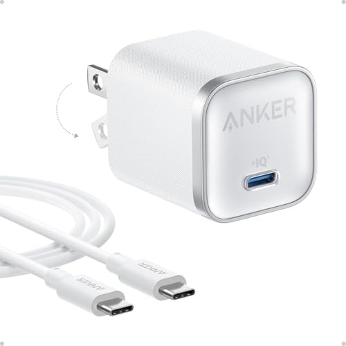 Anker Nano Charger  45W Fast Charging  Compact and Foldable Plug USB C Charger Block for iPhone 17 Series  MacBook  Pixel 9  iPad  Samsung Galaxy S25 Ultra / S24 Series  6 ft Cable Included 