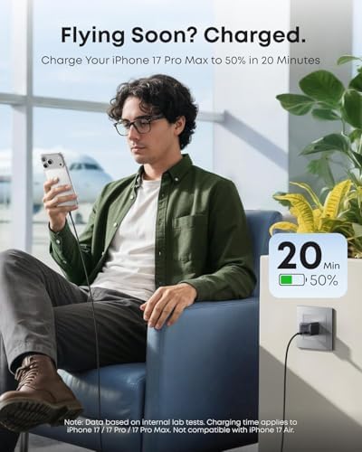 Anker Nano Charger  45W Fast Charging  Compact and Foldable Plug USB C Charger Block for iPhone 17 Series  MacBook  Pixel 9  iPad  Samsung Galaxy S25 Ultra / S24 Series  6 ft Cable Included 