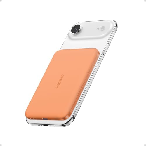 Anker Nano MagSafe Power Bank  Ultra Slim 5 000mAh Magnetic Wireless Charging Battery  Qi2 Certified 15W Max MagSafe Compatible Portable Charger  Ergonomic Design  for iPhone Air/17/16 Series