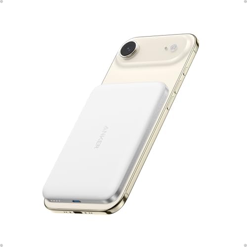 Anker Nano MagSafe Power Bank  Ultra Slim 5 000mAh Magnetic Wireless Charging Battery  Qi2 Certified 15W Max MagSafe Compatible Portable Charger  Ergonomic Design  for iPhone Air/17/16 Series