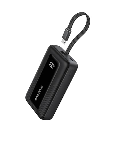 Anker Cargador portátil, banco de energía de 10,000 mAh 30 W, paquete de batería de carga rápida USB-C de entrada y salida, banco de energía esencial de viaje, para iPhone 16/15, iPad, MacBook, Galaxy