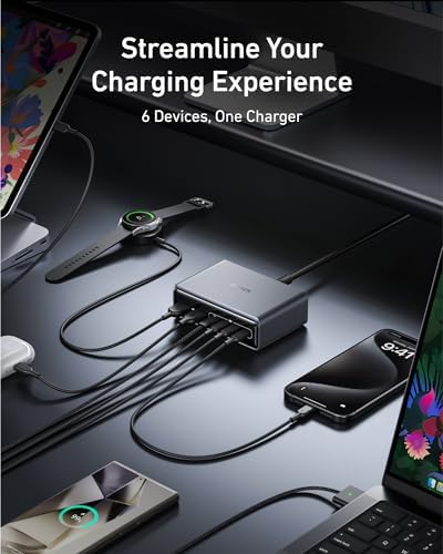 Anker Prime Charger  200W 6 Port GaN Charging Station  USB C PD Fast Charging Desktop Charger  Compatible with iPhone  Samsung  MacBook  Dell and More