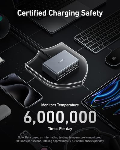 Anker Prime Charger  200W 6 Port GaN Charging Station  USB C PD Fast Charging Desktop Charger  Compatible with iPhone  Samsung  MacBook  Dell and More