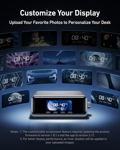 Anker Prime Charger  250W GaN Prime USB C Charging Station  Ultra Fast 6 Port  2 26 LCD Display and Smart Control Dial  Compatible with MacBook Pro/Air  iPhone 16/15/14  Galaxy  and More  Silver 