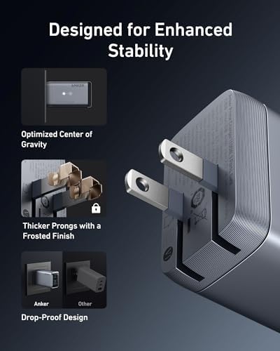Anker Prime Charger  100W 3 Port GaN USB C Charger Block  Fast Charging wall Charger  Foldable and Compact for MacBook  iPad  iPhone 17 Series  Galaxy S24/S23  and More