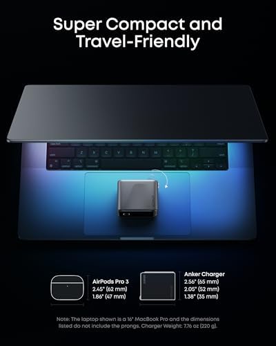 Anker Prime Charger 160W 3 Port Compact GaN USB C Charger Smart Display Touch Control Up to 140W Fast Charging for One Device for MacBook Pro Laptop iPhone 17 Series Cable Not Included Non Battery 