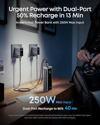 Anker Prime Power Bank  26 250mAh 3 Port Portable Charger with 300W Max Output  Two Way Charging  TSA Approved  App Control  for MacBook  iPhone 17/16 Series  and More  Base Not Included 