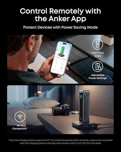Anker Prime Power Bank and Charging Base  26 250mAh 300W Max Portable Charger with Base for 6 Devices  Two Way Charging  TSA Approved  App Control  for MacBook  iPhone 17/16 Series  and More
