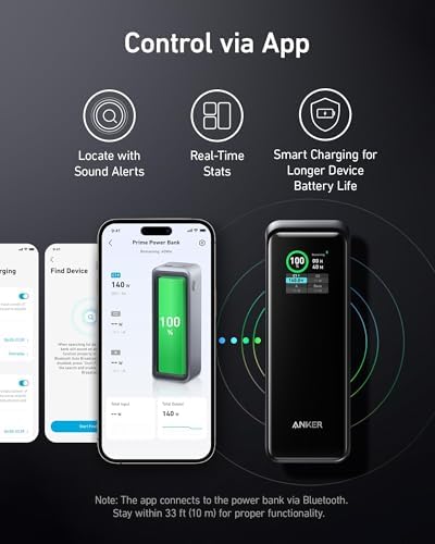 Anker Prime Power Bank  27 650mAh 3 Port 250W Portable Charger for Travel  TSA Approved  Smart App  for MacBook Pro/Air  iPhone 16/15/14 Series  Samsung  Laptops  and More  Charging Base Not Included 