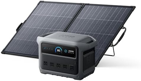 Anker SOLIX C1000 Gen 2 Portable Power Station with 200W Solar Panel  2 000W  Peak 3 000W  Solar Generator  Full Charge in 49 Min  1 024Wh LiFePO4 Battery for Home Backup  Power Outages  and Camping