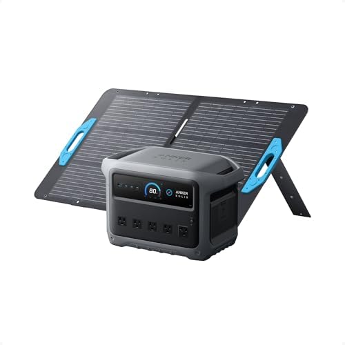 Anker SOLIX C1000 Gen 2 Portable Power Station with 200W Solar Panel  2 000W  Peak 3 000W  Solar Generator  Full Charge in 49 Min  1 024Wh LiFePO4 Battery for Home Backup  Power Outages  and Camping