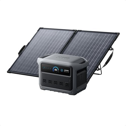 Anker SOLIX C1000 Gen 2 Portable Power Station with 400W Solar Panel  2 000W  Peak 3 000W  Solar Generator  Full Charge in 49 Min  1 024Wh LiFePO4 Battery for Home Backup  Power Outages  and Camping