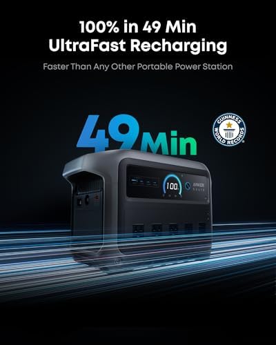 Anker SOLIX C1000 Gen 2 Portable Power Station  2 000W  Peak 3 000W  Solar Generator  Full Charge in 49 Min  1 024Wh LiFePO4 Battery for Home Backup  Power Outages  and Camping  Optional Solar Panel