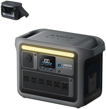 Anker SOLIX C1000 Portable Power Station with 200W Solar Panel  1800W Solar Generator  1056wh LFP  LiFePO4  Battery  6 AC Outlets  Up to 2400W for Home  Power Outages  and Outdoor Camping