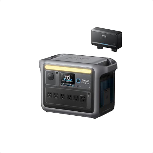 Anker SOLIX C1000 Portable Power Station with 200W Solar Panel  1800W Solar Generator  1056wh LFP  LiFePO4  Battery  6 AC Outlets  Up to 2400W for Home  Power Outages  and Outdoor Camping