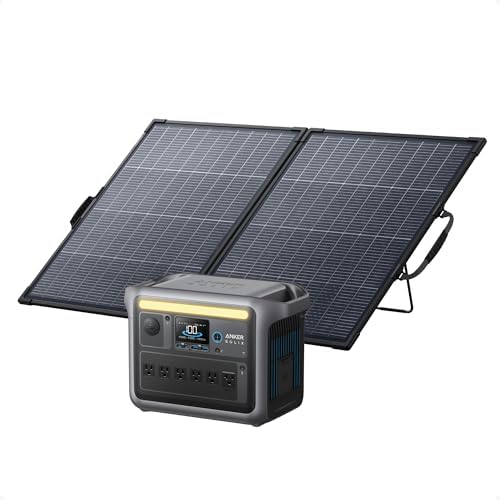 Anker SOLIX C1000 Portable Power Station with 400W Solar Panel  1800W Solar Generator  1056wh LFP  LiFePO4  Battery  6 AC Outlets  Up to 2400W for Home  Power Outages  and Outdoor Camping