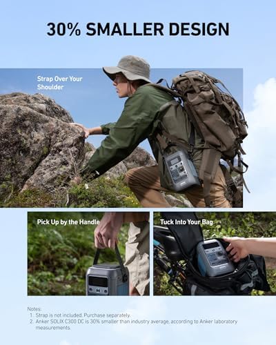 Anker SOLIX C300 DC Power Bank Station and 60W Solar Panel  288Wh Portable Power Station  LiFePO4 Battery  300W Solar Generator  for Outdoor  Camping  Traveling  and Emergencies