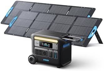 Anker SOLIX F2000 Solar Generator  2048Wh Portable Power Station with LiFePO4 Batteries and 2  200W Solar Panel  GaNPrime Technology  4 AC Outlets Up to 2400W for Home  Power Outages  Camping  and RVs
