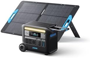 Anker SOLIX F2000 Solar Generator  2048Wh Portable Power Station with LiFePO4 Batteries and 2  200W Solar Panel  GaNPrime Technology  4 AC Outlets Up to 2400W for Home  Power Outages  Camping  and RVs