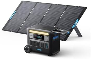 Anker SOLIX F2000 Solar Generator  2048Wh Portable Power Station with LiFePO4 Batteries and 2  200W Solar Panel  GaNPrime Technology  4 AC Outlets Up to 2400W for Home  Power Outages  Camping  and RVs