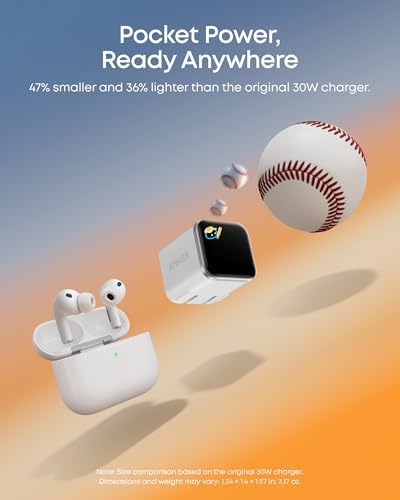 Anker Smart Display Charger  Anker Nano 45W GaN Fast Charging USB C Charger  180  Foldable Plug  Smart Recognition  Built in Care Mode  for iPhone17/16/15 Non Battery One USB C Port No Cable Included 