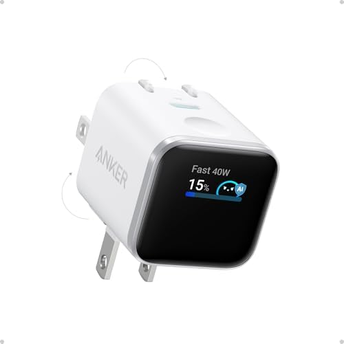 Anker Smart Display Charger  Anker Nano USB C Charger Block  45W Max GaN Phone Charger 180  Foldable Plug Smart Recognition Built in Care Mode for iPhone17/16/15 Non Battery One USB C Port No Cable 