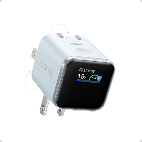 Anker Smart Display Charger  Anker Nano USB C Charger Block  45W Max GaN Phone Charger 180  Foldable Plug Smart Recognition Built in Care Mode for iPhone17/16/15 Non Battery One USB C Port No Cable 
