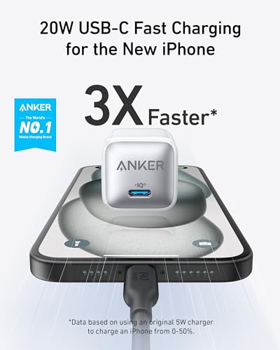 Anker USB C Charger Block 20W  Nano Pro   PIQ 3 0 Compact Fast Charger for iPhone 16/15/14/13 Series  Galaxy  Pixel 4/3  iPad  Cable Not Included 